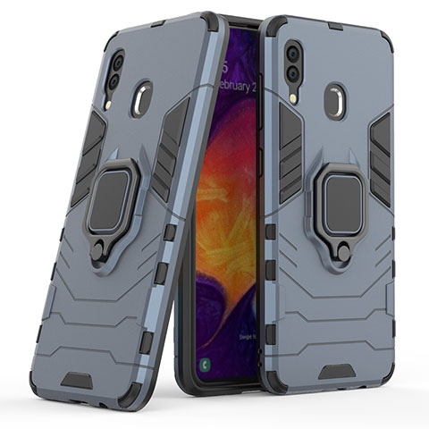 Funda Bumper Silicona y Plastico Mate Carcasa con Magnetico Anillo de dedo Soporte S02 para Samsung Galaxy A30 Azul