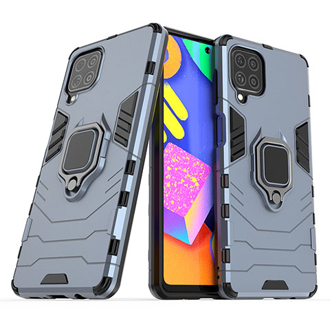 Funda Bumper Silicona y Plastico Mate Carcasa con Magnetico Anillo de dedo Soporte S02 para Samsung Galaxy M62 4G Azul