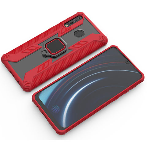 Funda Bumper Silicona y Plastico Mate Carcasa con Magnetico Anillo de dedo Soporte S03 para Samsung Galaxy M30 Rojo