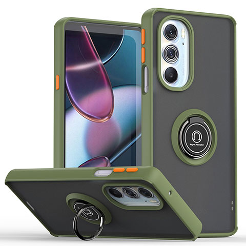 Funda Bumper Silicona y Plastico Mate Carcasa con Magnetico Anillo de dedo Soporte S04 para Motorola Moto Edge X30 5G Verde