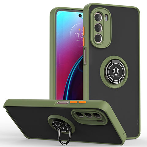 Funda Bumper Silicona y Plastico Mate Carcasa con Magnetico Anillo de dedo Soporte S04 para Motorola Moto G Stylus (2022) 4G Verde