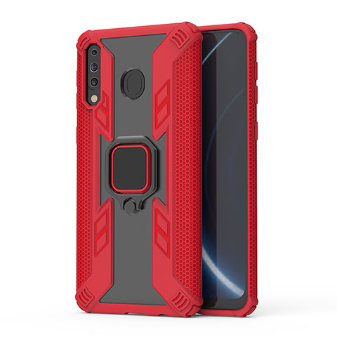 Funda Bumper Silicona y Plastico Mate Carcasa con Magnetico Anillo de dedo Soporte S04 para Samsung Galaxy A40s Rojo