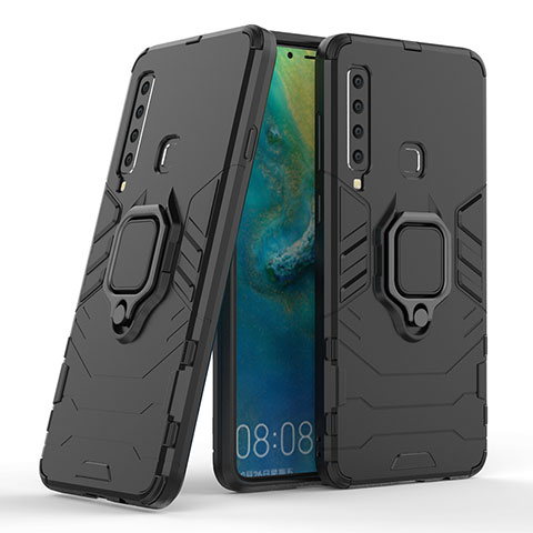 Funda Bumper Silicona y Plastico Mate Carcasa con Magnetico Anillo de dedo Soporte S06 para Samsung Galaxy A9 Star Pro Negro