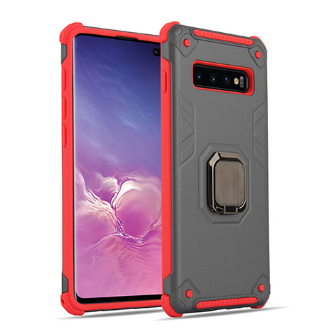 Funda Bumper Silicona y Plastico Mate Carcasa con Magnetico Anillo de dedo Soporte T01 para Samsung Galaxy S10 5G Gris Oscuro