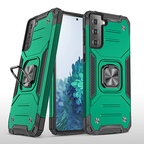 Funda Bumper Silicona y Plastico Mate Carcasa con Magnetico Anillo de dedo Soporte T04 para Samsung Galaxy S23 Plus 5G Verde