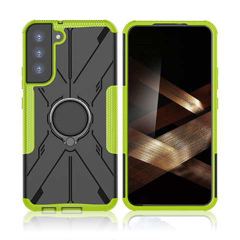 Funda Bumper Silicona y Plastico Mate Carcasa con Magnetico Anillo de dedo Soporte T09 para Samsung Galaxy S24 Plus 5G Verde