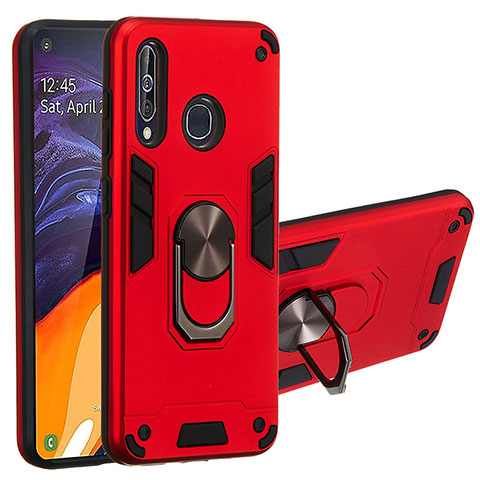 Funda Bumper Silicona y Plastico Mate Carcasa con Magnetico Anillo de dedo Soporte Y01B para Samsung Galaxy M40 Rojo