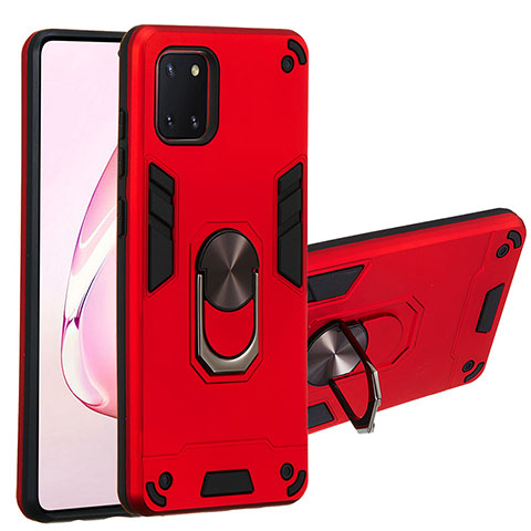 Funda Bumper Silicona y Plastico Mate Carcasa con Magnetico Anillo de dedo Soporte Y01B para Samsung Galaxy M60s Rojo