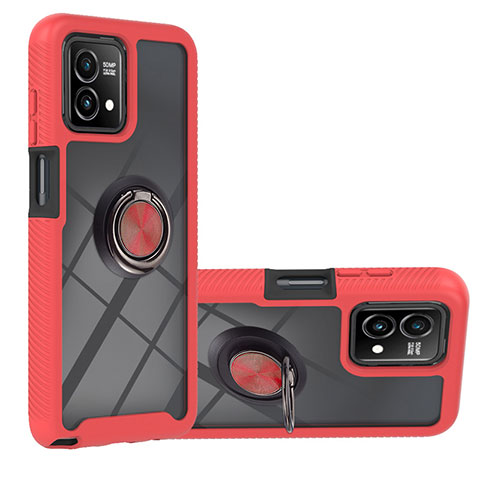 Funda Bumper Silicona y Plastico Mate Carcasa con Magnetico Anillo de dedo Soporte YB1 para Motorola Moto G Stylus (2023) 4G Rojo