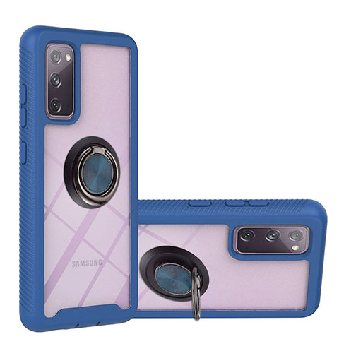 Funda Bumper Silicona y Plastico Mate Carcasa con Magnetico Anillo de dedo Soporte YB1 para Samsung Galaxy S20 FE (2022) 5G Azul