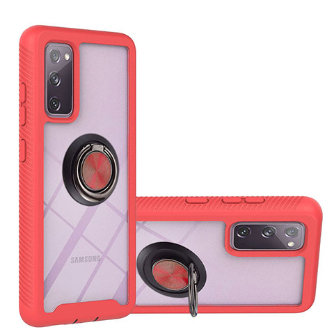 Funda Bumper Silicona y Plastico Mate Carcasa con Magnetico Anillo de dedo Soporte YB1 para Samsung Galaxy S20 FE 4G Rojo