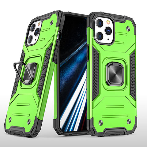 Funda Bumper Silicona y Plastico Mate Carcasa con Magnetico Anillo de dedo Soporte YF1 para Apple iPhone 13 Pro Menta Verde