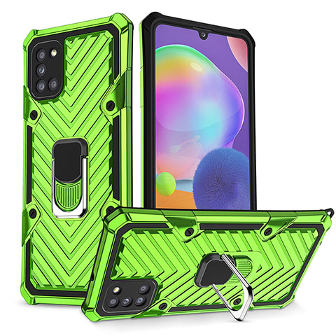 Funda Bumper Silicona y Plastico Mate Carcasa con Magnetico Anillo de dedo Soporte YF1 para Samsung Galaxy A31 Menta Verde