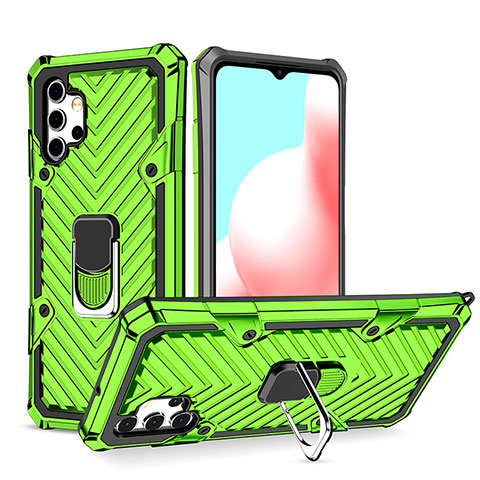 Funda Bumper Silicona y Plastico Mate Carcasa con Magnetico Anillo de dedo Soporte YF1 para Samsung Galaxy A32 4G Menta Verde