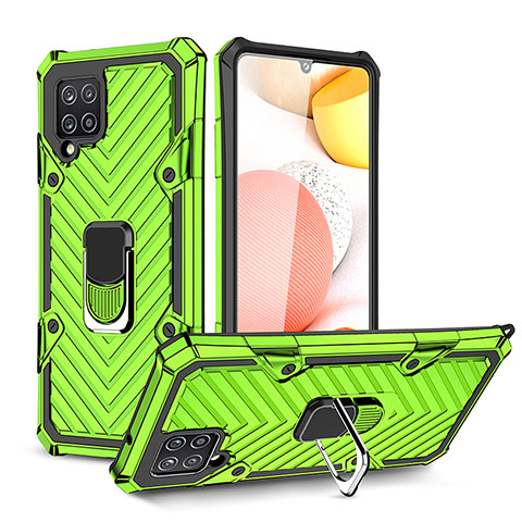 Funda Bumper Silicona y Plastico Mate Carcasa con Magnetico Anillo de dedo Soporte YF1 para Samsung Galaxy A42 5G Menta Verde