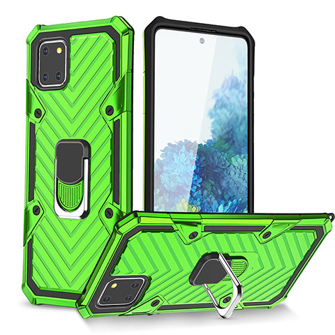 Funda Bumper Silicona y Plastico Mate Carcasa con Magnetico Anillo de dedo Soporte YF1 para Samsung Galaxy A81 Menta Verde