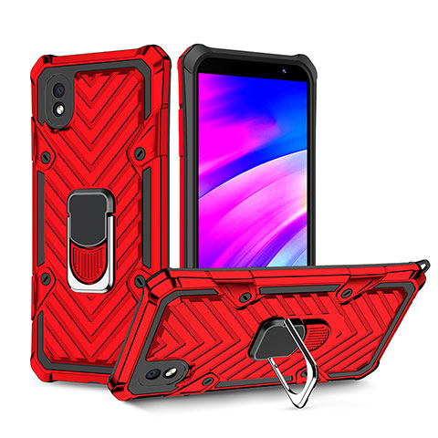 Funda Bumper Silicona y Plastico Mate Carcasa con Magnetico Anillo de dedo Soporte YF1 para Samsung Galaxy M01 Core Rojo