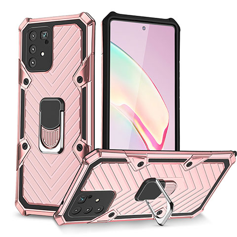 Funda Bumper Silicona y Plastico Mate Carcasa con Magnetico Anillo de dedo Soporte YF1 para Samsung Galaxy S10 Lite Oro Rosa