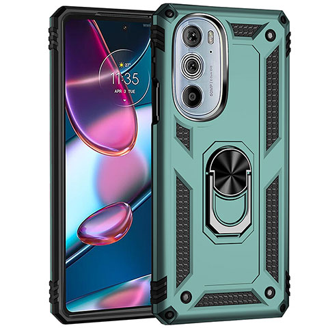 Funda Bumper Silicona y Plastico Mate Carcasa con Magnetico Anillo de dedo Soporte Z01 para Motorola Moto Edge 30 Pro 5G Verde