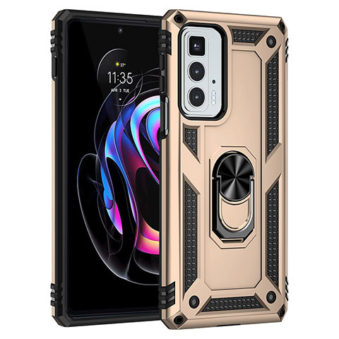 Funda Bumper Silicona y Plastico Mate Carcasa con Magnetico Anillo de dedo Soporte Z01 para Motorola Moto Edge S Pro 5G Oro