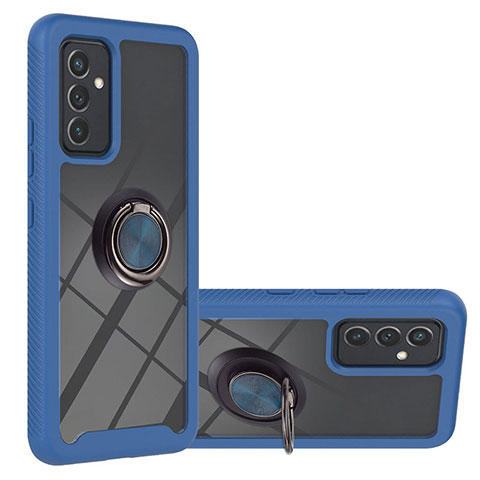 Funda Bumper Silicona y Plastico Mate Carcasa con Magnetico Anillo de dedo Soporte ZJ1 para Samsung Galaxy A34 5G Azul