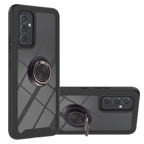 Funda Bumper Silicona y Plastico Mate Carcasa con Magnetico Anillo de dedo Soporte ZJ1 para Samsung Galaxy A82 5G Negro