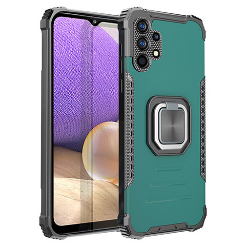 Funda Bumper Silicona y Plastico Mate Carcasa con Magnetico Anillo de dedo Soporte ZJ2 para Samsung Galaxy A32 4G Verde