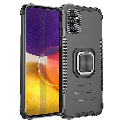 Funda Bumper Silicona y Plastico Mate Carcasa con Magnetico Anillo de dedo Soporte ZJ2 para Samsung Galaxy A34 5G Negro