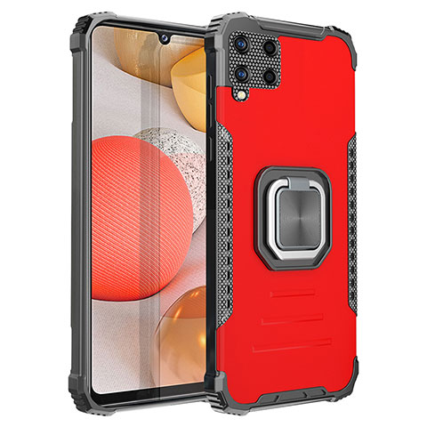 Funda Bumper Silicona y Plastico Mate Carcasa con Magnetico Anillo de dedo Soporte ZJ2 para Samsung Galaxy A42 5G Rojo