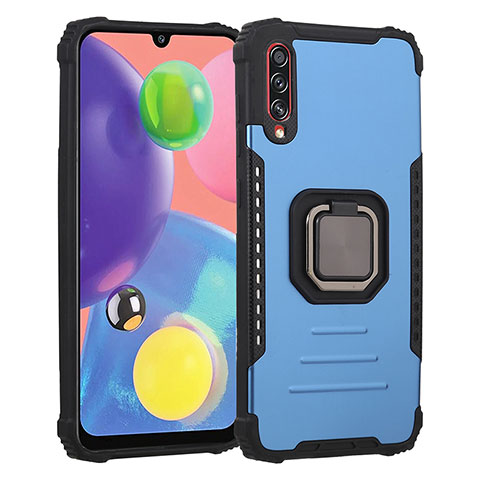 Funda Bumper Silicona y Plastico Mate Carcasa con Magnetico Anillo de dedo Soporte ZJ2 para Samsung Galaxy A70 Azul