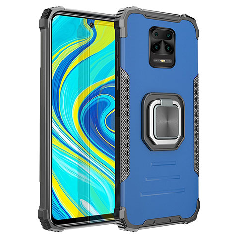 Funda Bumper Silicona y Plastico Mate Carcasa con Magnetico Anillo de dedo Soporte ZJ2 para Xiaomi Poco M2 Pro Azul