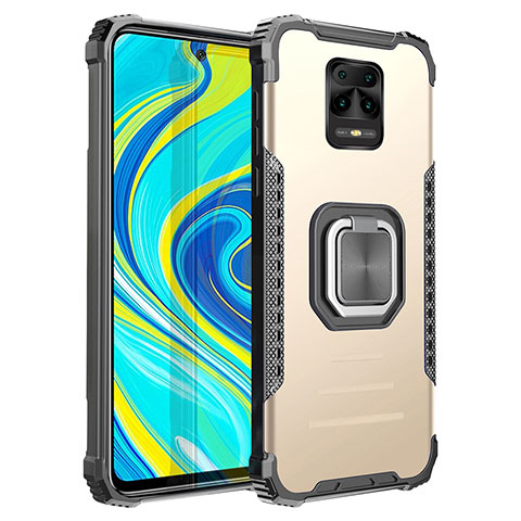 Funda Bumper Silicona y Plastico Mate Carcasa con Magnetico Anillo de dedo Soporte ZJ2 para Xiaomi Redmi Note 9S Oro