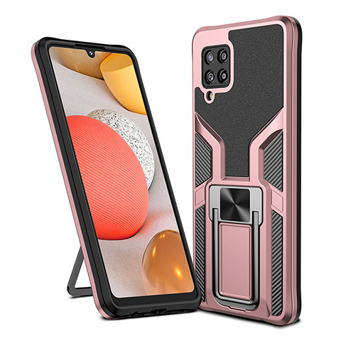 Funda Bumper Silicona y Plastico Mate Carcasa con Magnetico Anillo de dedo Soporte ZL1 para Samsung Galaxy A42 5G Oro Rosa