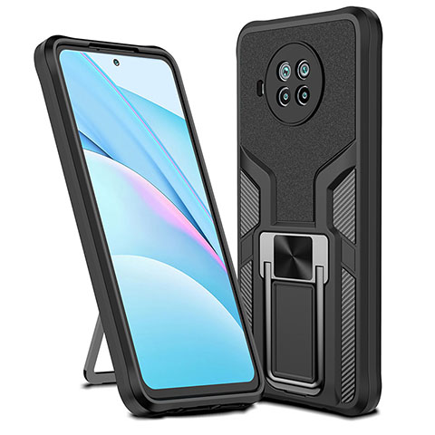 Funda Bumper Silicona y Plastico Mate Carcasa con Magnetico Anillo de dedo Soporte ZL1 para Xiaomi Mi 10i 5G Negro