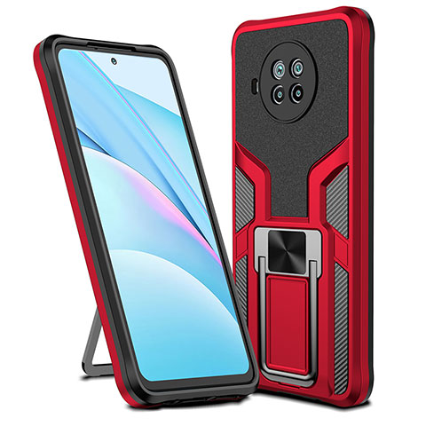 Funda Bumper Silicona y Plastico Mate Carcasa con Magnetico Anillo de dedo Soporte ZL1 para Xiaomi Mi 10i 5G Rojo