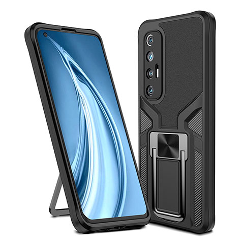 Funda Bumper Silicona y Plastico Mate Carcasa con Magnetico Anillo de dedo Soporte ZL1 para Xiaomi Mi 10S 5G Negro