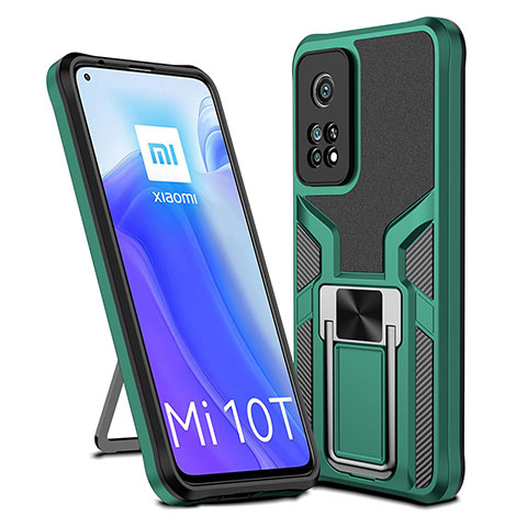 Funda Bumper Silicona y Plastico Mate Carcasa con Magnetico Anillo de dedo Soporte ZL1 para Xiaomi Redmi K30S 5G Verde