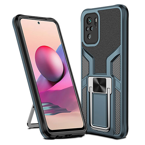 Funda Bumper Silicona y Plastico Mate Carcasa con Magnetico Anillo de dedo Soporte ZL1 para Xiaomi Redmi Note 11 SE India 4G Cian