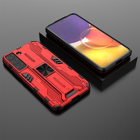 Funda Bumper Silicona y Plastico Mate Carcasa con Magnetico Soporte A01 para Samsung Galaxy S23 5G Rojo