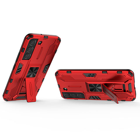 Funda Bumper Silicona y Plastico Mate Carcasa con Magnetico Soporte A02 para Samsung Galaxy S23 Plus 5G Rojo