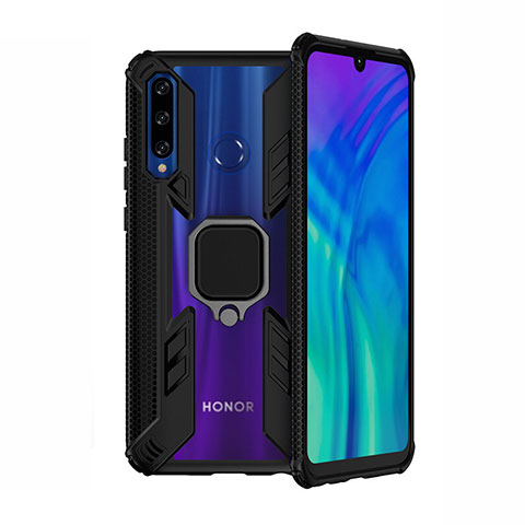 Funda Bumper Silicona y Plastico Mate Carcasa con Magnetico Soporte H02 para Huawei P Smart+ Plus (2019) Negro