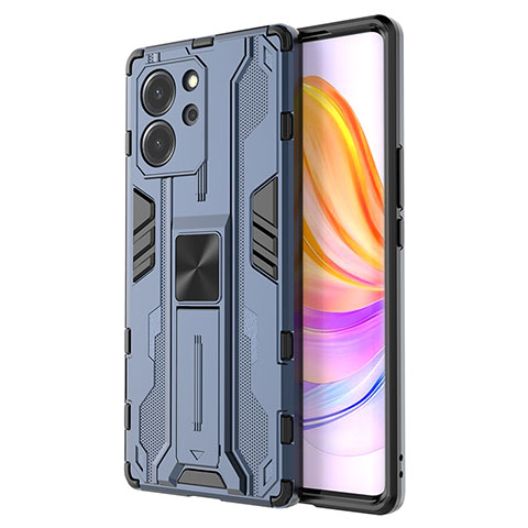 Funda Bumper Silicona y Plastico Mate Carcasa con Magnetico Soporte KC1 para Huawei Honor 80 SE 5G Azul