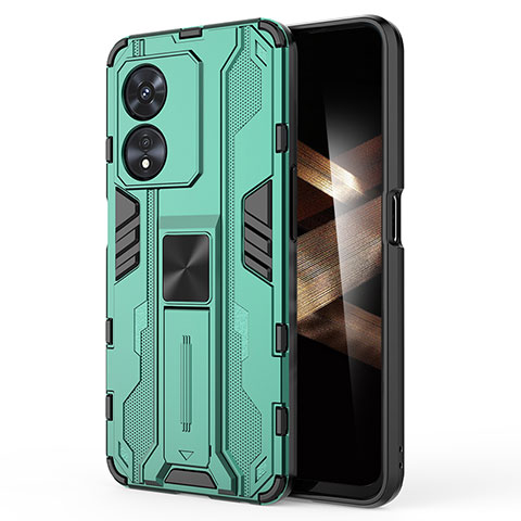 Funda Bumper Silicona y Plastico Mate Carcasa con Magnetico Soporte KC1 para Huawei Honor X5 Plus Verde