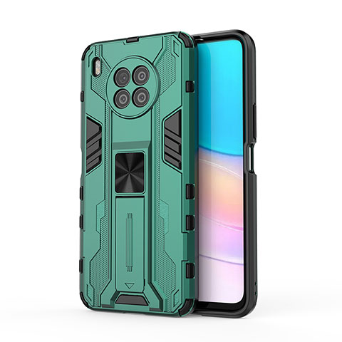 Funda Bumper Silicona y Plastico Mate Carcasa con Magnetico Soporte KC1 para Huawei Nova 8i Verde