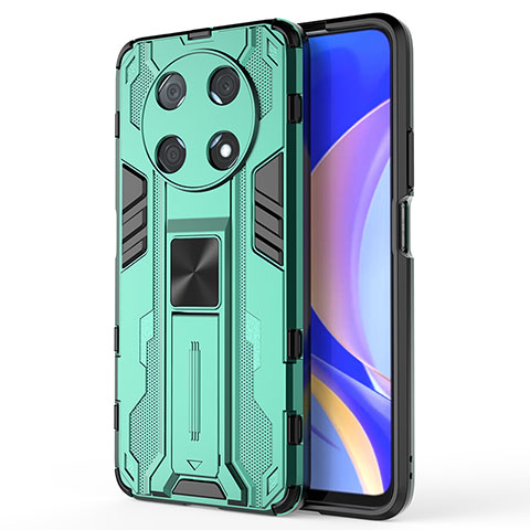 Funda Bumper Silicona y Plastico Mate Carcasa con Magnetico Soporte KC1 para Huawei Nova Y90 Verde