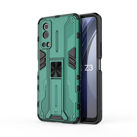 Funda Bumper Silicona y Plastico Mate Carcasa con Magnetico Soporte KC1 para Vivo Y75s 5G Verde