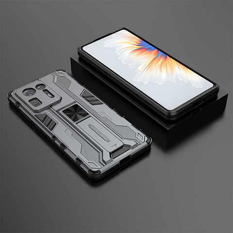 Funda Bumper Silicona y Plastico Mate Carcasa con Magnetico Soporte KC1 para Xiaomi Mi Mix 4 5G Gris