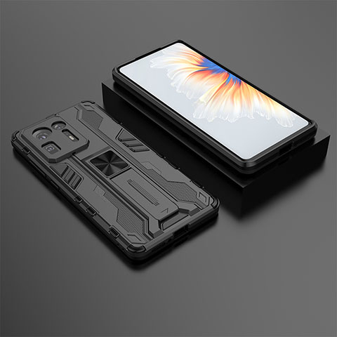 Funda Bumper Silicona y Plastico Mate Carcasa con Magnetico Soporte KC1 para Xiaomi Mi Mix 4 5G Negro