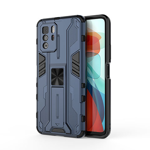 Funda Bumper Silicona y Plastico Mate Carcasa con Magnetico Soporte KC1 para Xiaomi Poco X3 GT 5G Azul