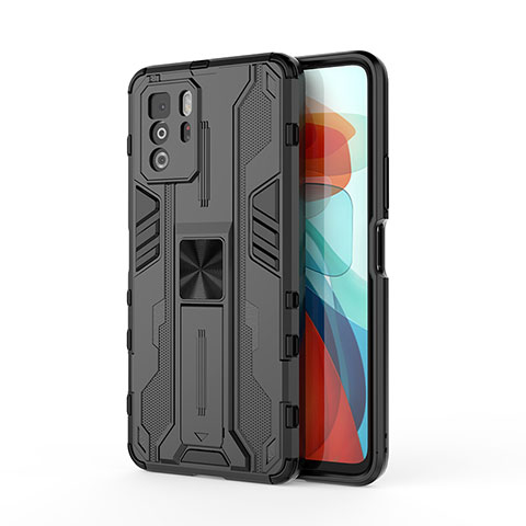 Funda Bumper Silicona y Plastico Mate Carcasa con Magnetico Soporte KC1 para Xiaomi Poco X3 GT 5G Negro